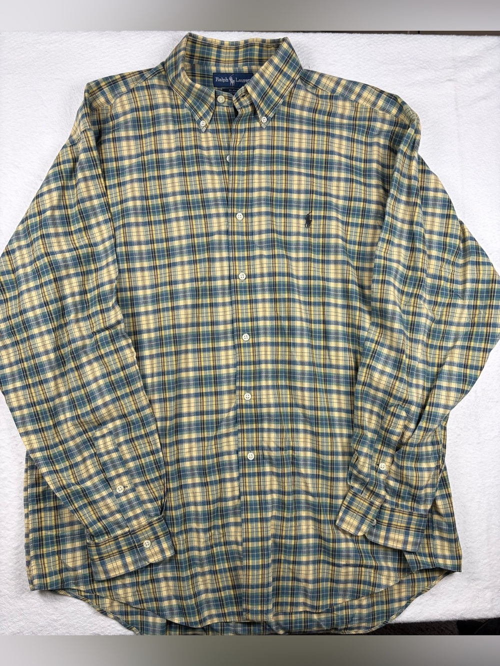 Ralph Lauren Blake 100%cotton‎ Yellow and Green Plaid Button-Down Shirt